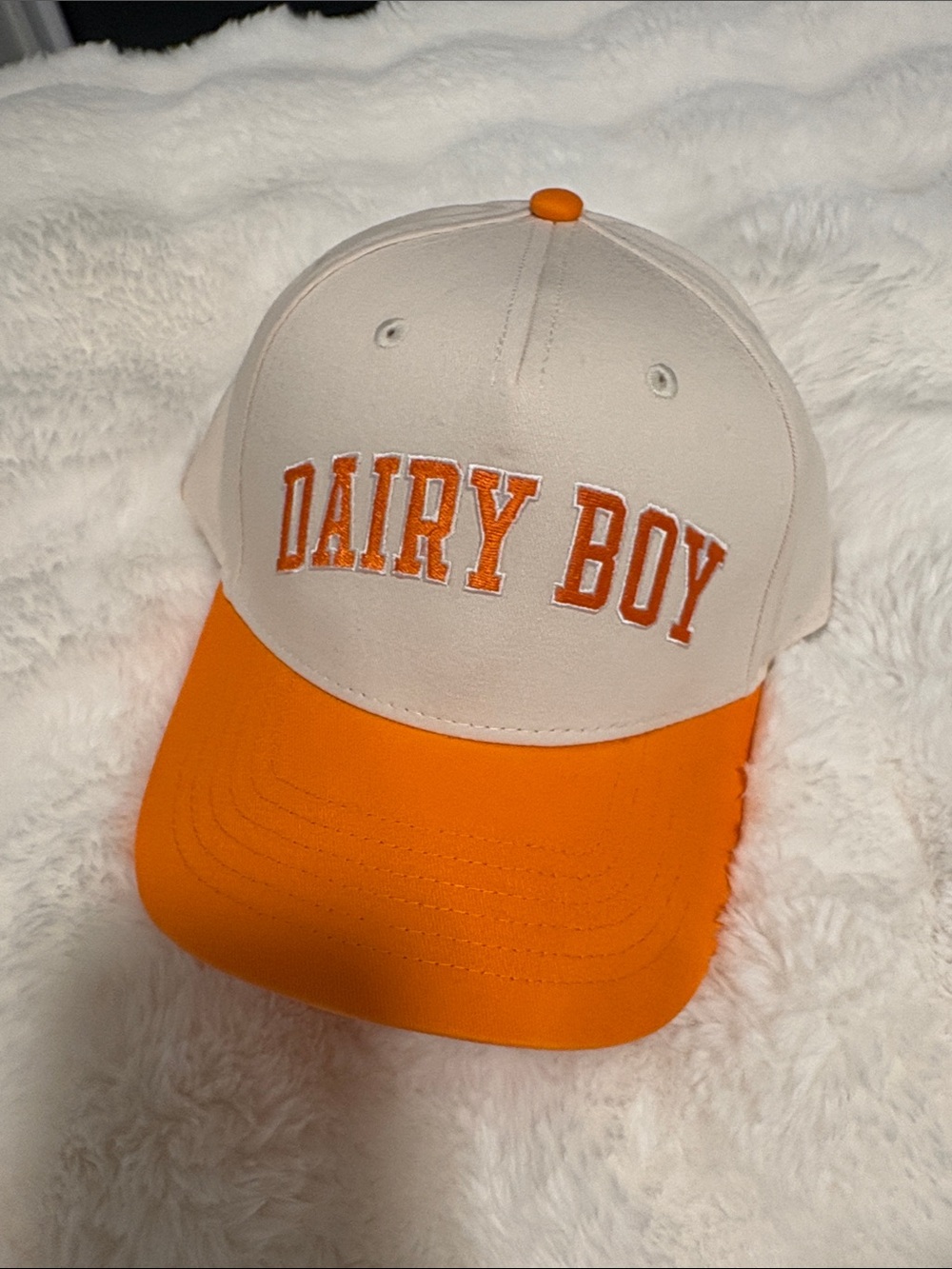Dairy Boy Hat - Cream & Orange, Brand New from Drop, Paige Lorenze
